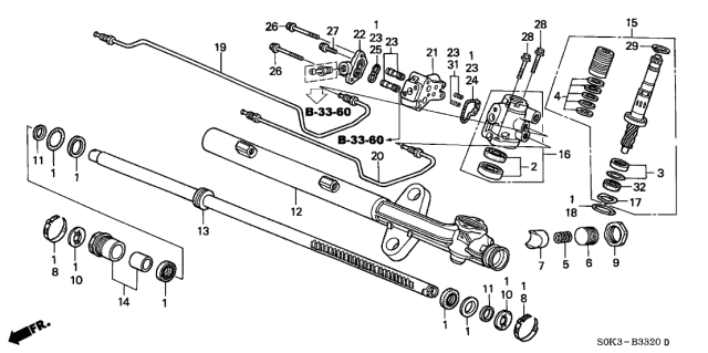 1999 Acura TL  Rack, Steering Diagram for 53626S0KA01