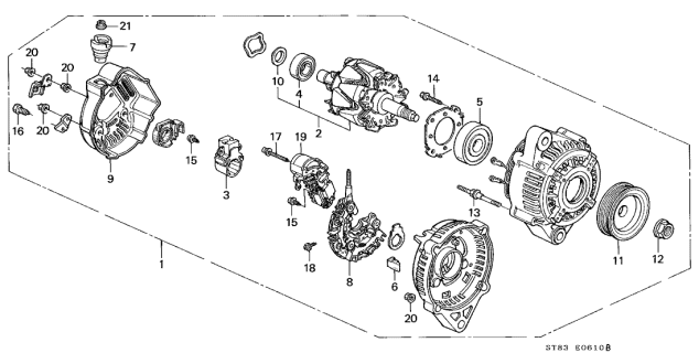 1999 Acura Integra Regulator Assembly Diagram for 31150PEAA01