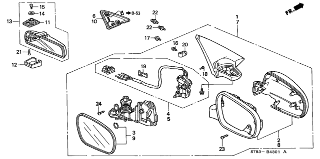 1998 Acura Integra Cover Set, Passenger Side (Citrus Silver Metallic) Diagram for 76201S04Y24YC