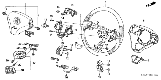 2004 Acura TSX Switch Assembly, Navigation Guide Diagram for 35890SECA01