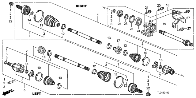 2011 Acura TSX  Driveshaft Assembly, Passenger Side Diagram for 44305TA0A50