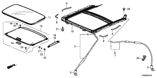 2014 Acura ILX  Clip, Sunroof Drain Tube (Rear) Diagram for 91504SWA003