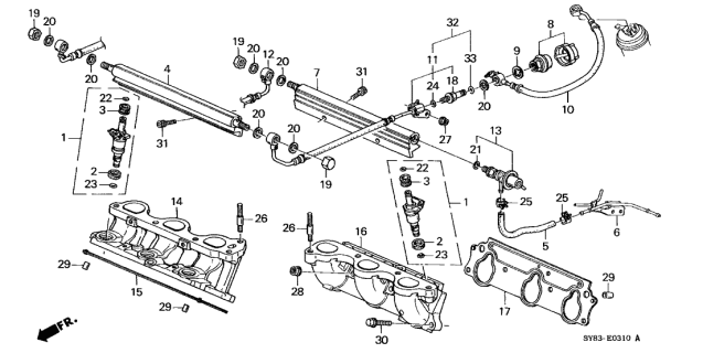 1998 Acura CL  Hose, Fuel Return Diagram for 16613P8AA00