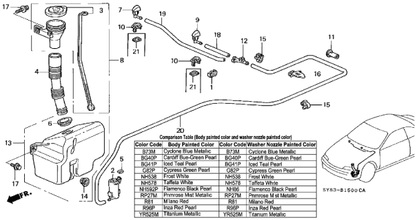 1997 Acura CL Hose, Washer Diagram for 76805SY8004