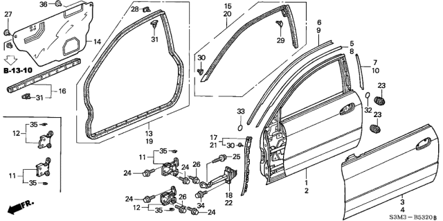 2001 Acura CL Cap, Lining Mount Diagram for 90686692003