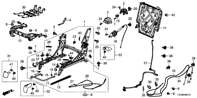 2020 Acura MDX Clip, Rear Roof Rail (Graphite Black) Diagram for 91504SR2000ZM