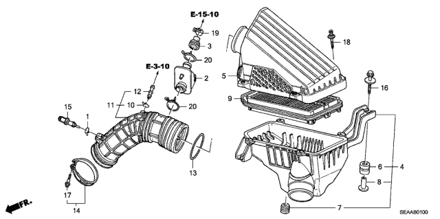 2008 Acura TSX  Rubber, Breather Joint Diagram for 17152RAAA00