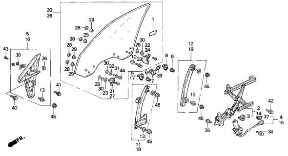 1992 Acura Vigor Clip, Mirror Garnish Diagram for 90615SK7003