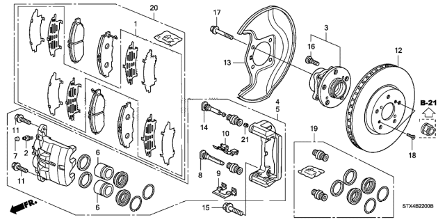 2011 Acura MDX  Front Pad Set Diagram for 45022STXA01