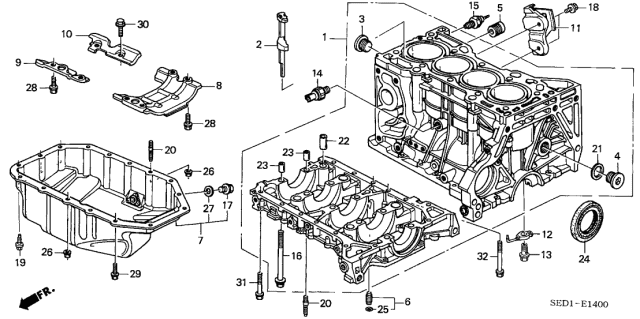 2005 Acura TSX  Bolt-Washer (8X19) Diagram for 90016RAAA00