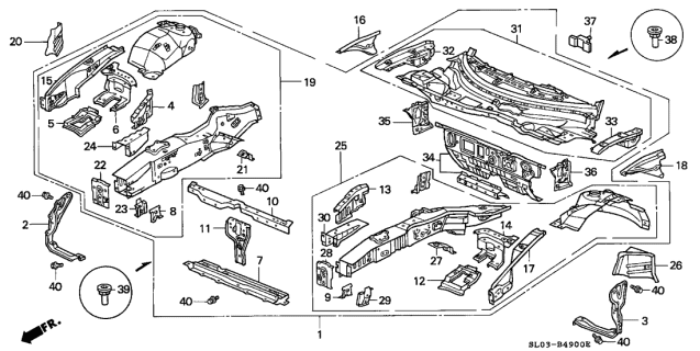 1999 Acura NSX  Member, Right Front Side (Inner) Diagram for 60612SL0300ZZ