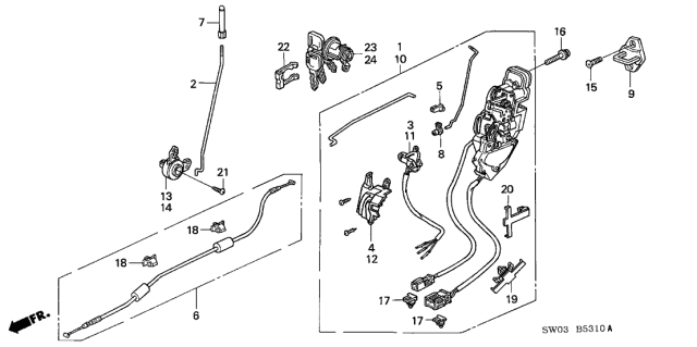 2001 Acura NSX Anti-Switch Assembly, Passenger Side Diagram for 72114SL0A01