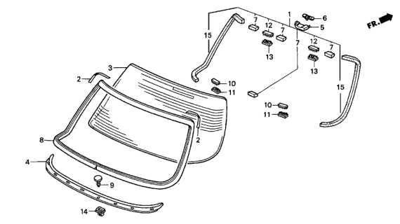 1998 Acura TL  Fastener A, Windshield Diagram for 91568SX0003