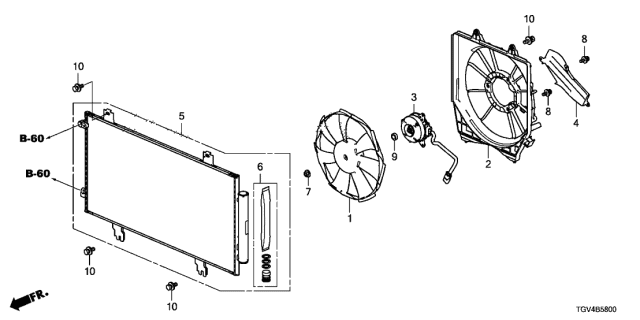 2021 Acura TLX Condenser Assembly Diagram for 80100TGVA01