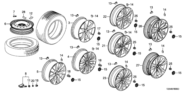 2020 Acura MDX  Tire (265/45R20) (104H) (As) (Continental X Contact Lx Spt) Diagram for 42751CTL033