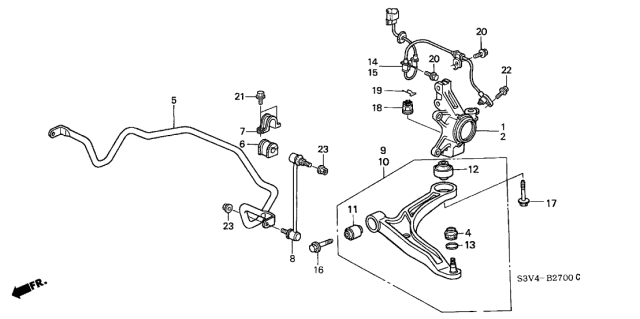 2003 Acura MDX Sensor Assembly, Right Front Diagram for 57450S3VA02