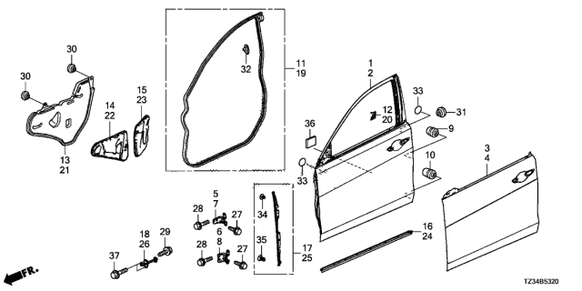 2020 Acura TLX Clip A Diagram for 91563SCV003