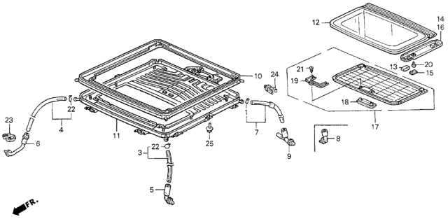 1992 Acura Vigor Seal, Frame Drain (Sunroof) Diagram for 70080SL4013