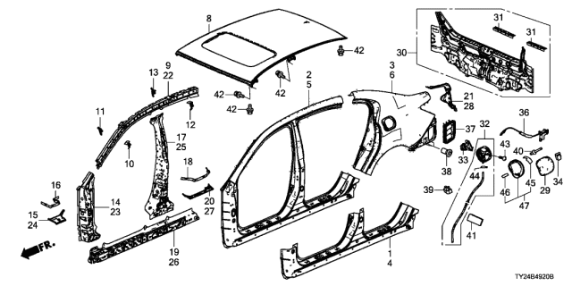 2016 Acura RLX  Clip, Fuel Hose Diagram for 90684693013