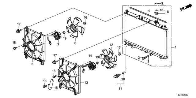 2019 Acura TLX Motor, Cooling Fan Diagram for 386165A2A02