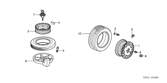 2004 Acura RL Cap, Aluminum Wheel Center Diagram for 44732SZ3A61