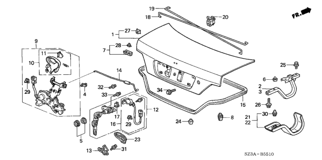 2004 Acura RL  Garnish, Trunk Cylinder (Premium White Pearl) Diagram for 74815SZ3A01YE