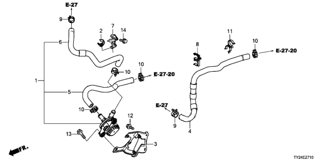 2016 Acura RLX Clip, Water Hose (24MM) Diagram for 91405R9SA01