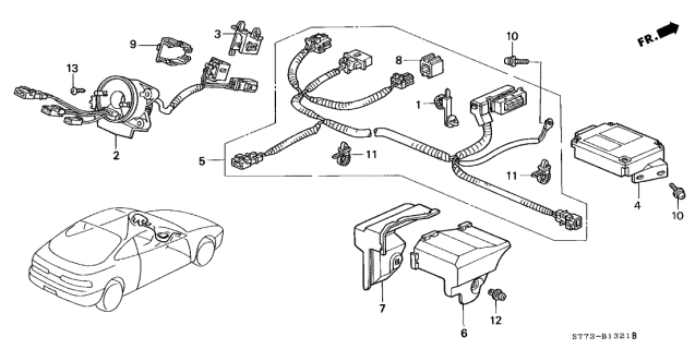 1997 Acura Integra Cover, Passenger Side Srs Unit Diagram for 77963SR3L80