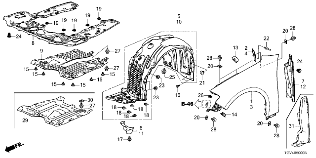 2022 Acura TLX FENDER ASSY., L. FR Diagram for 74150TGVA11