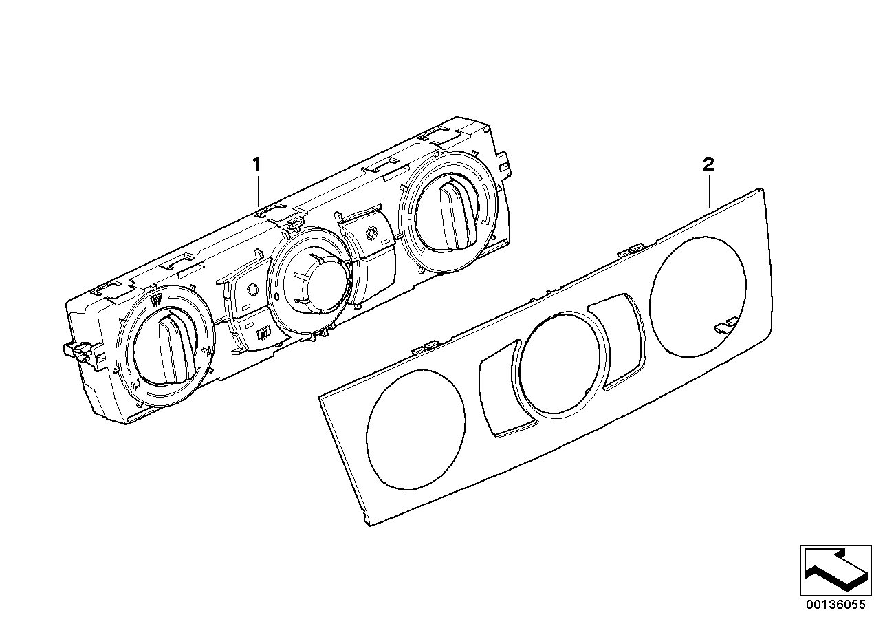 BMW 64-11-6-966-404 Front Plate Of Controls Air Conditioner