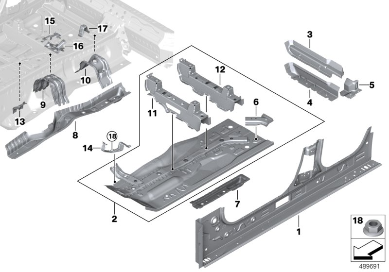 BMW 41-11-8-498-899 FLOOR PANEL LEFT