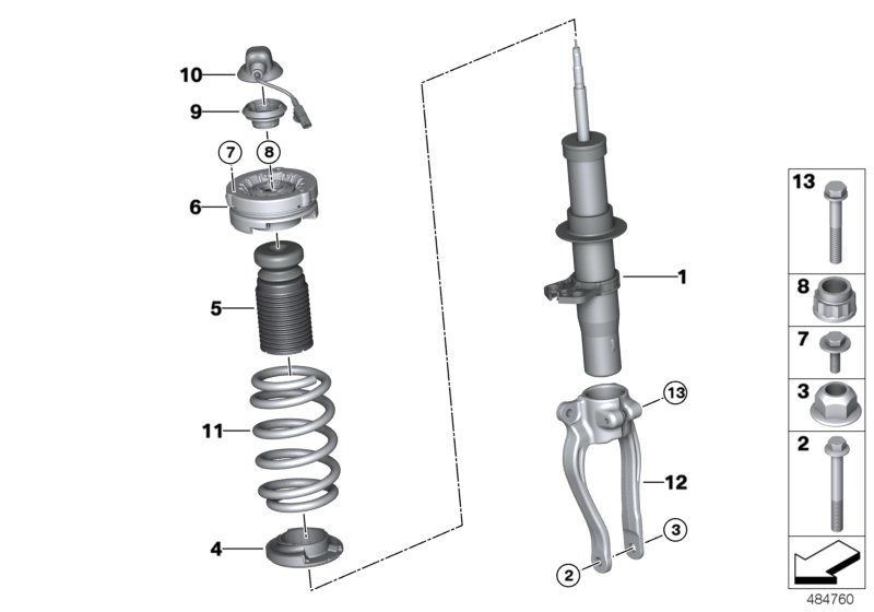 BMW 31-30-8-074-114 SPRING STRUT, EDC, FRONT RIG