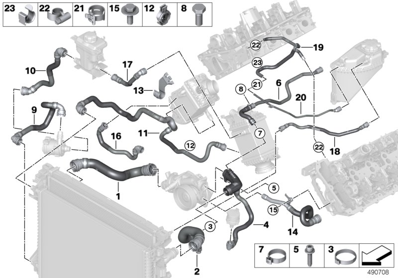 BMW 17-12-7-536-484 Line Water Pump