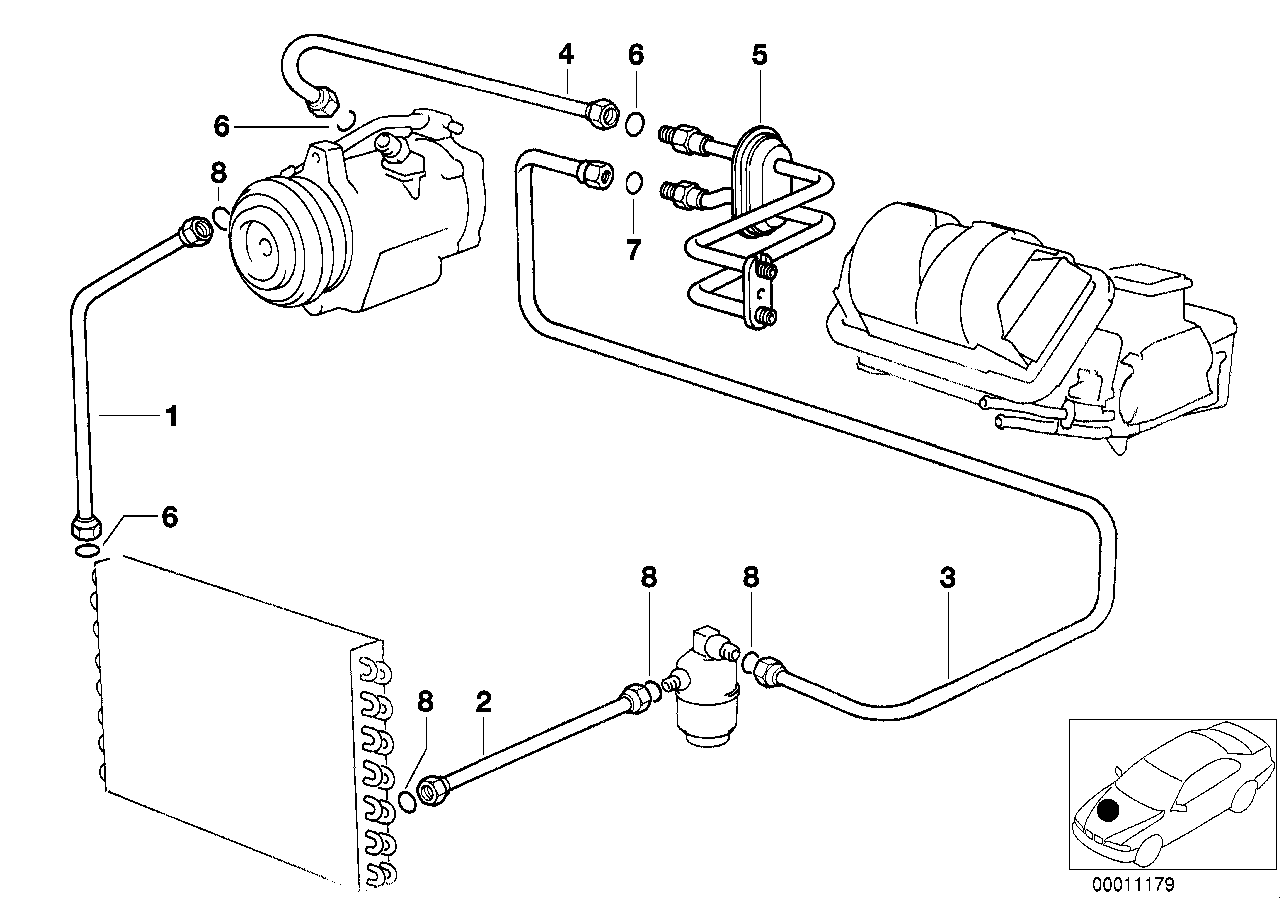 BMW 64-53-8-391-560 Suction Pipe Evaporator-Compressor
