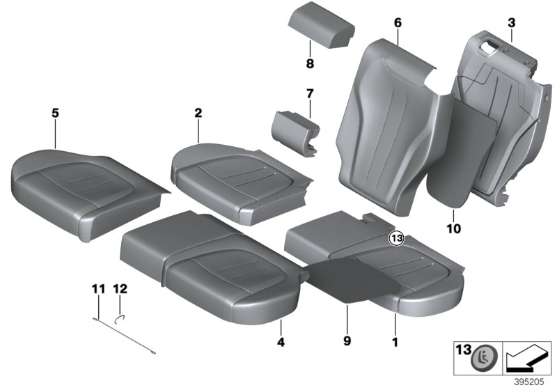 BMW 52-20-7-353-460 Cover For Comfort Seat, Leather Left