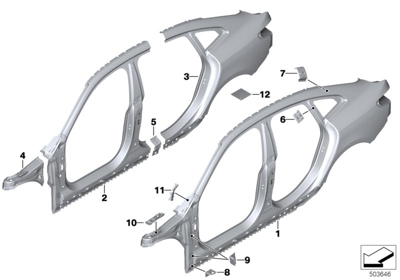 BMW 41-21-9-498-431 SIDE FRAME, EXTERIOR, LEFT