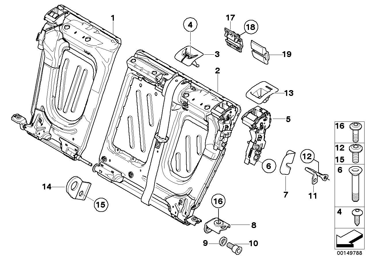 BMW 51-47-7-144-926 Support For Roller Blind, Backrest