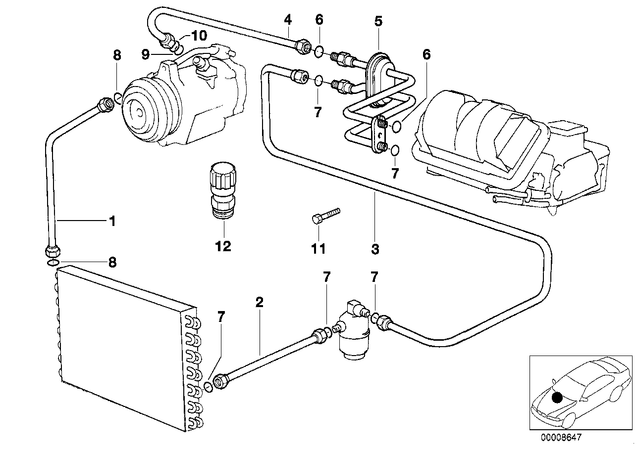 BMW 64-53-1-391-785 Suction Pipe Evaporator-Compressor