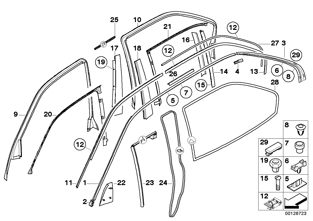 BMW 51-13-2-421-509 Moulding Roof Left