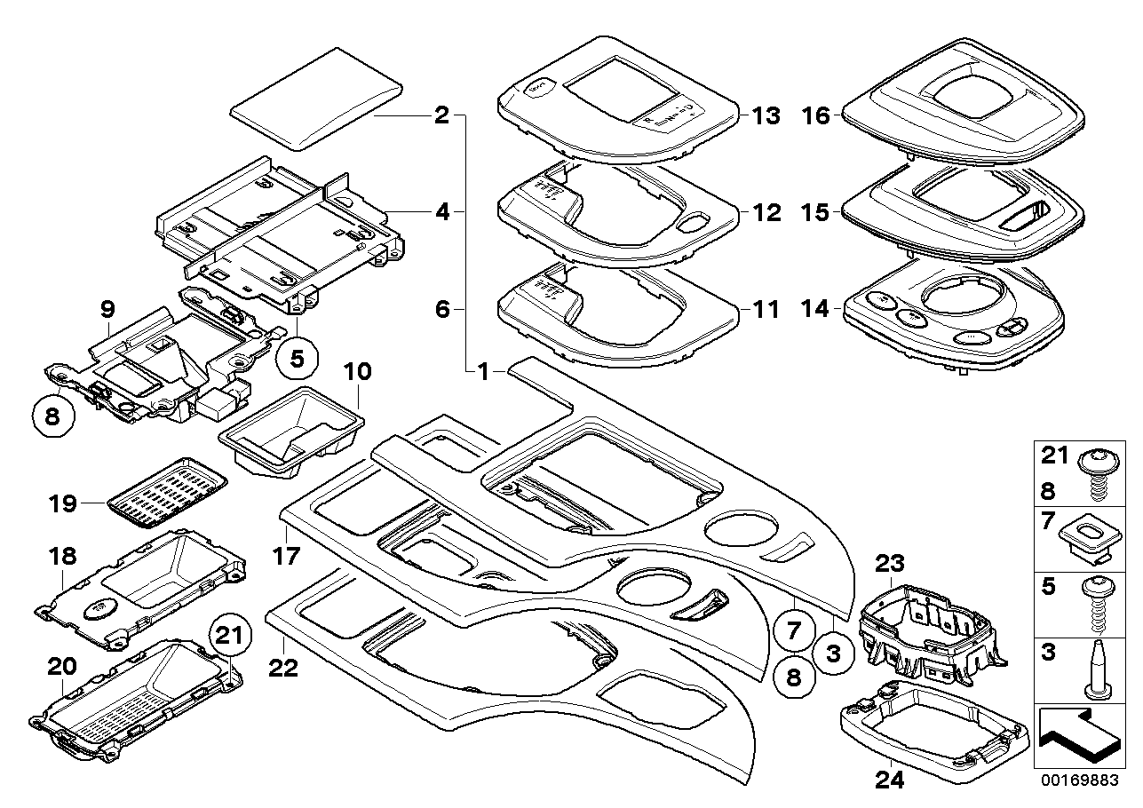 BMW 51-16-6-974-715 Decorating Panel With Oddments Tray