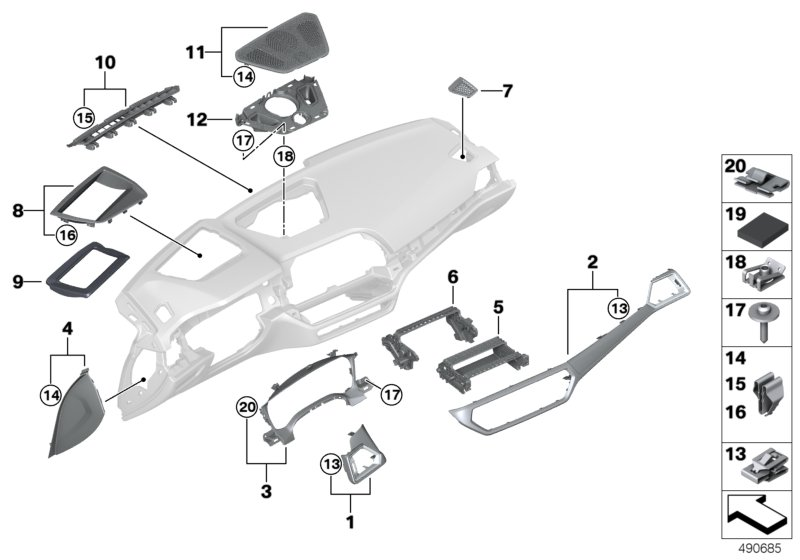 BMW 51-45-6-807-297 TRIM FOR I-PANEL, DRIVER SID