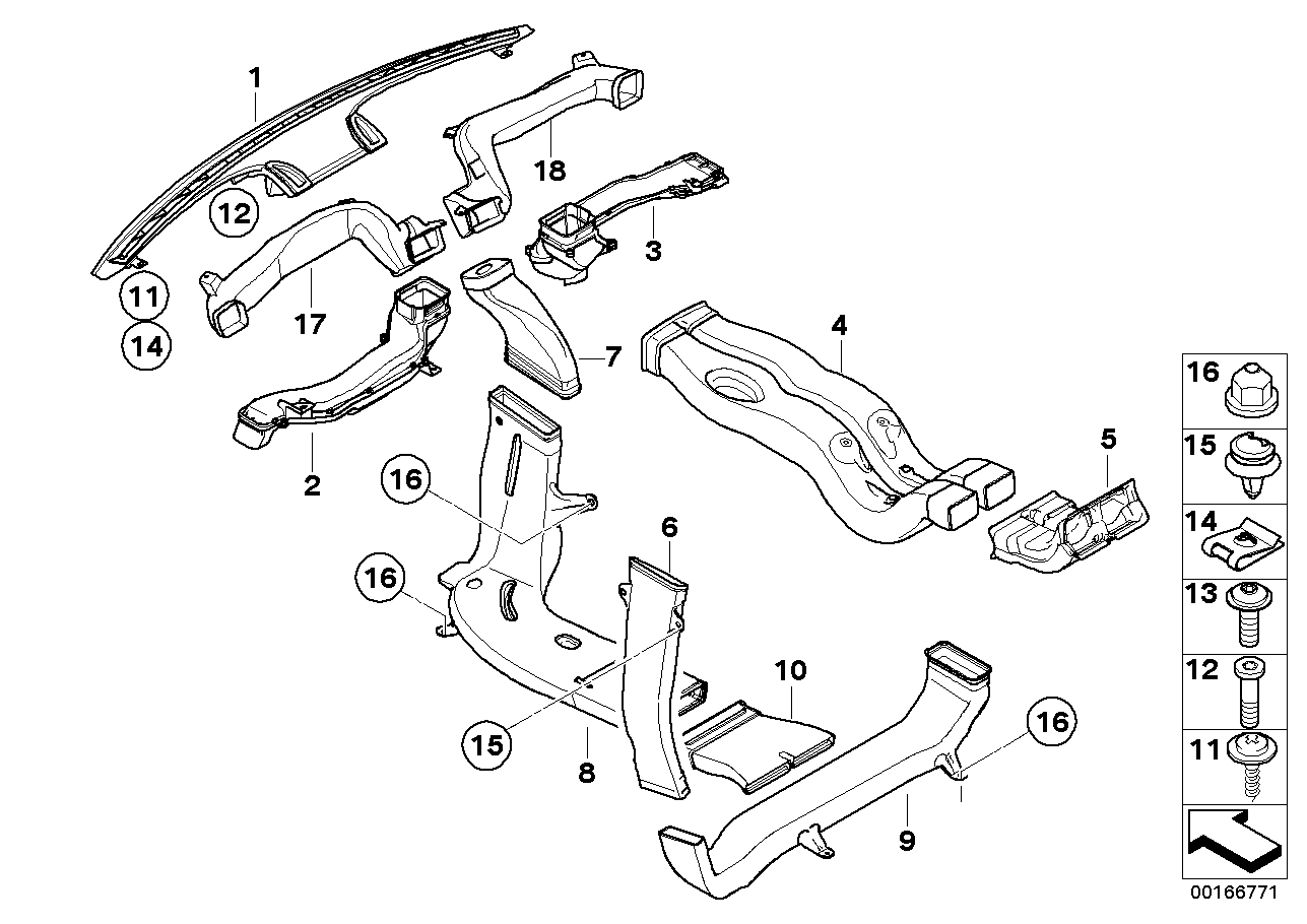 BMW 64-22-6-956-697 Adapter, Air Duct, Rear Cabin, Left