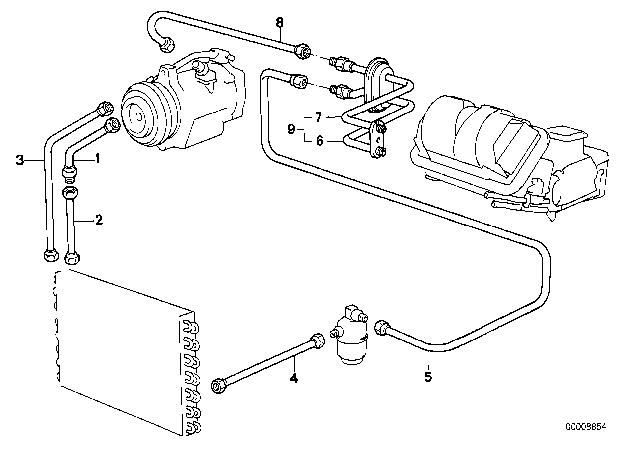 BMW 64-53-8-391-048 Suction Pipe Evaporator-Compressor