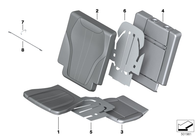 BMW 52-20-8-091-571 COVER FOR COMFORT BACKREST, L