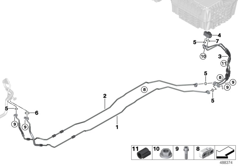 BMW 64-53-9-303-464 Pressure Line, Underfloor