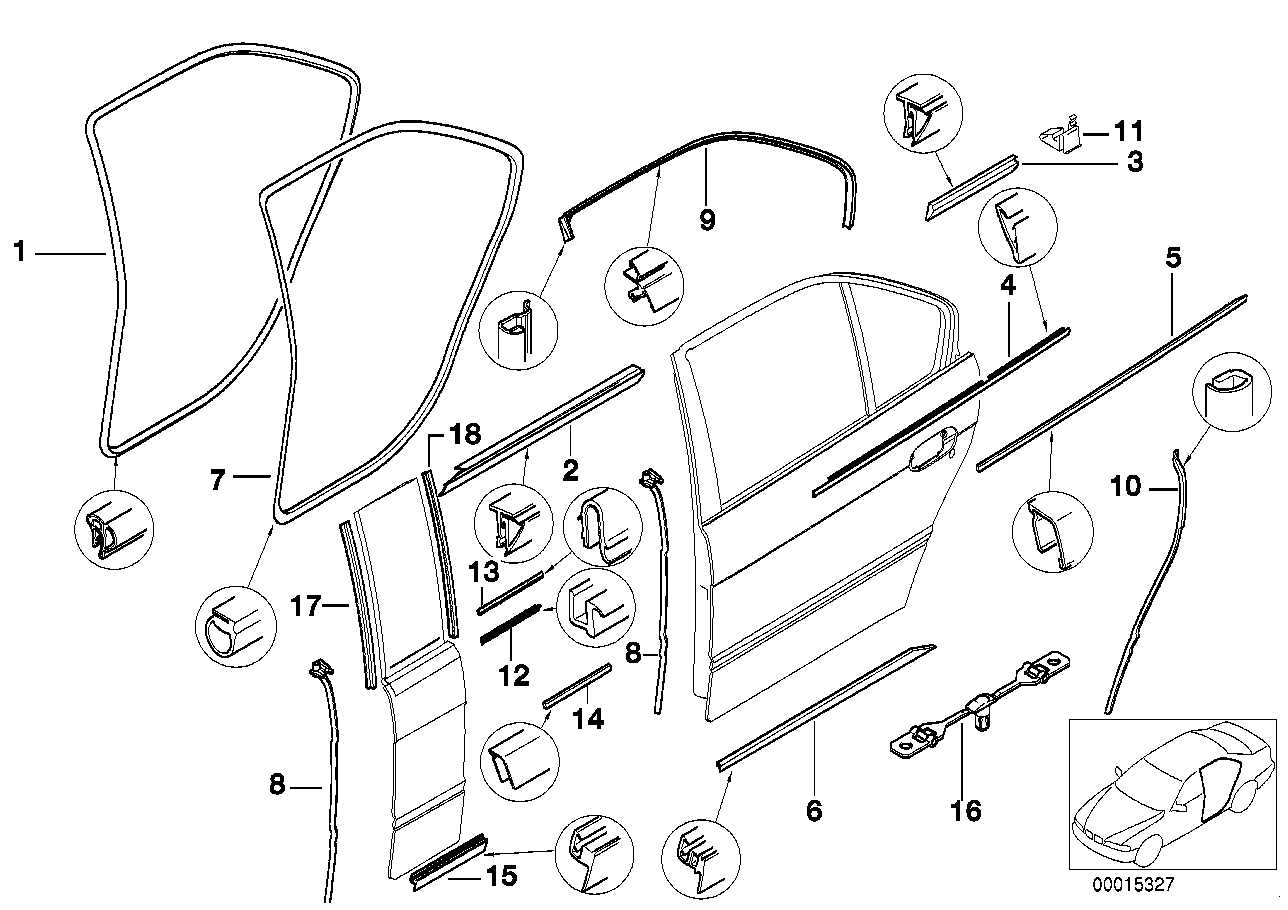 BMW 51-72-8-175-081 Edge Protection, Door, Rear Left
