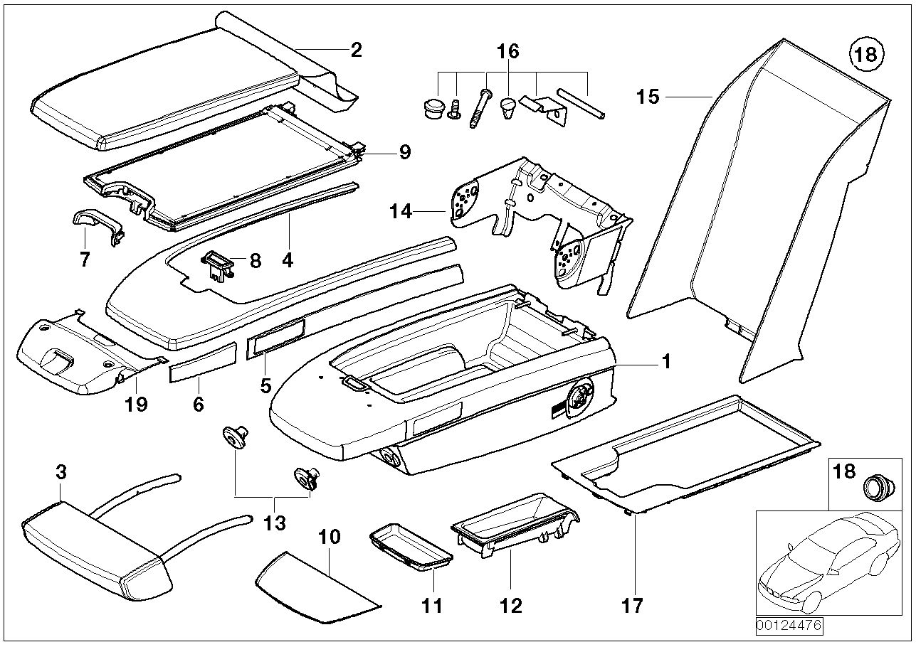 BMW 52-20-7-066-069 Clip, Centre Armrest Cover