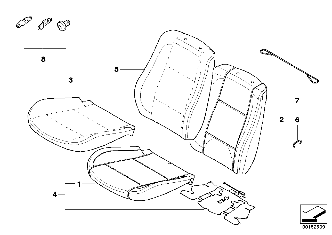 BMW 52-10-3-421-898 Cover Backrest, Imitation Leather
