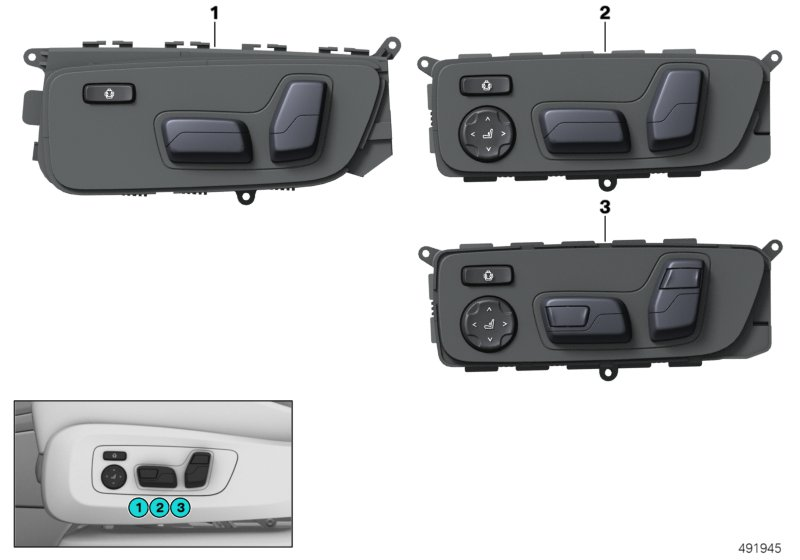 BMW 61-31-6-801-483 Seat Adjustment Switch, Left