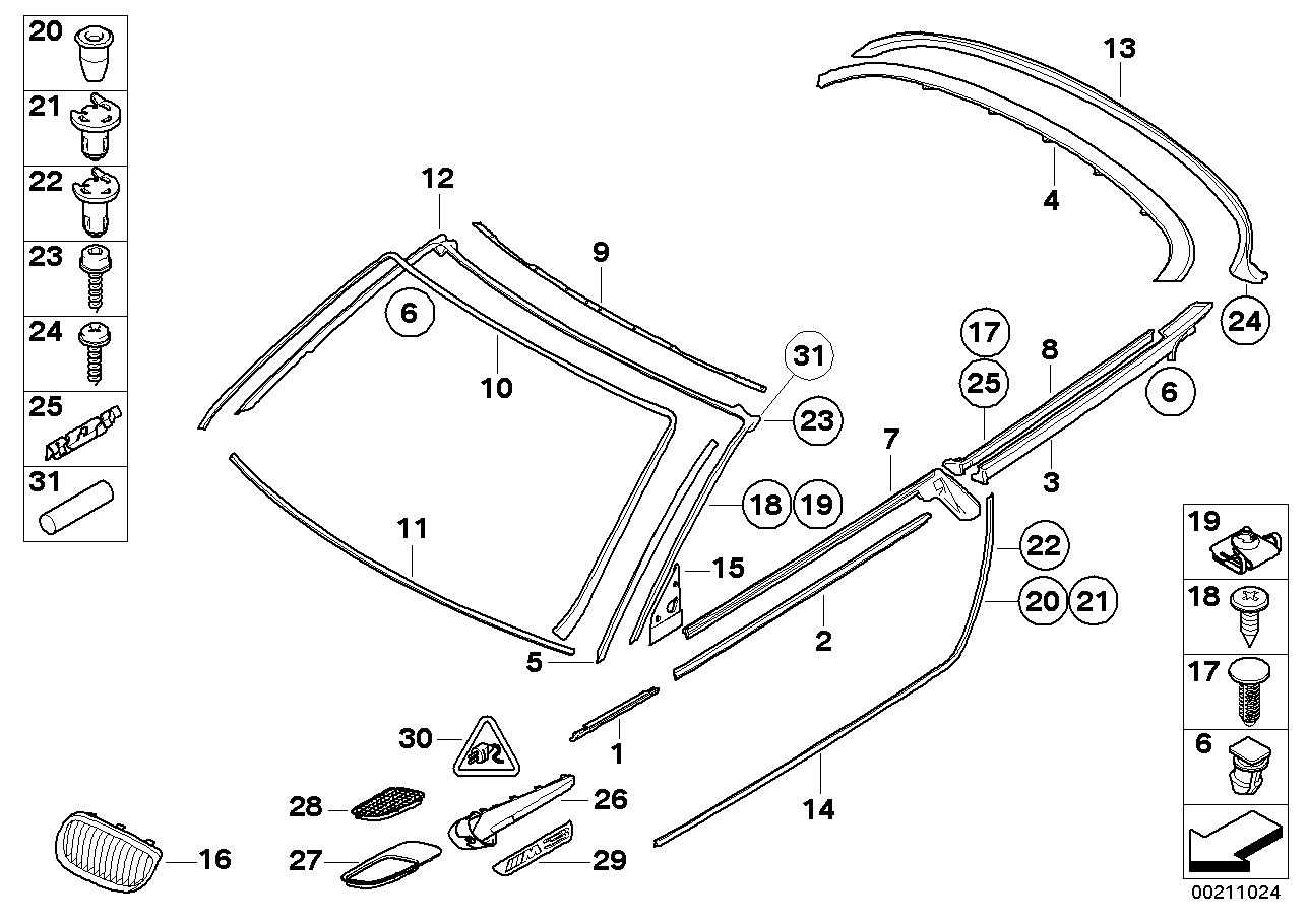 BMW 51-76-4-868-868 Filler Piece, Sponge Rubber